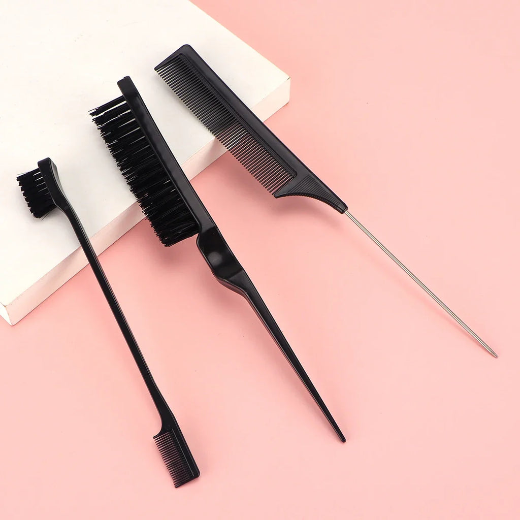 3-Piece Hair Brush & Comb Set – Styling, Sectioning & Brow