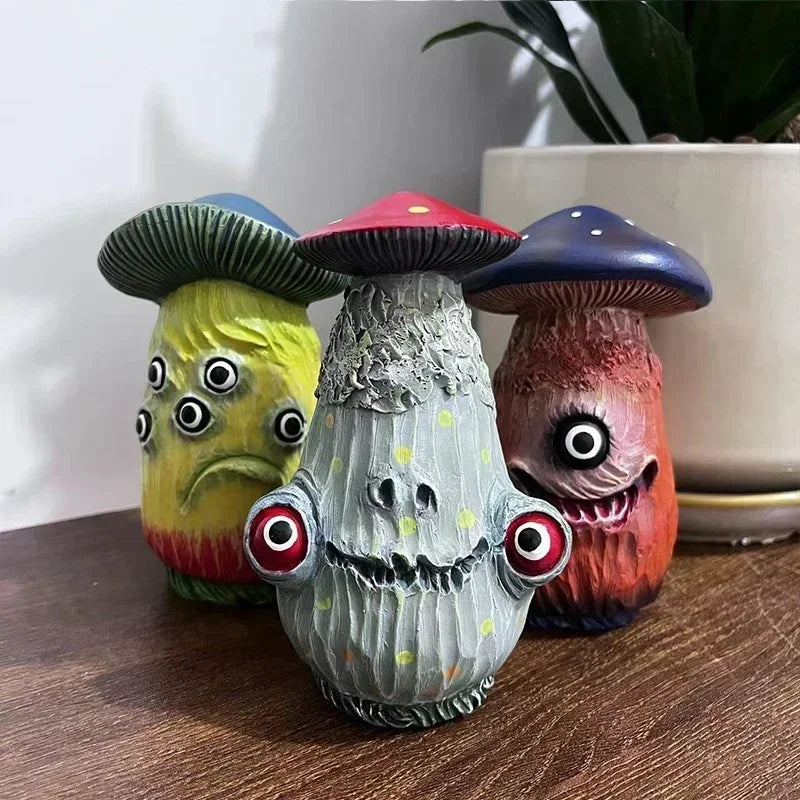 Resin Monster Skull Mushroom Figurine – Home & Garden Decor