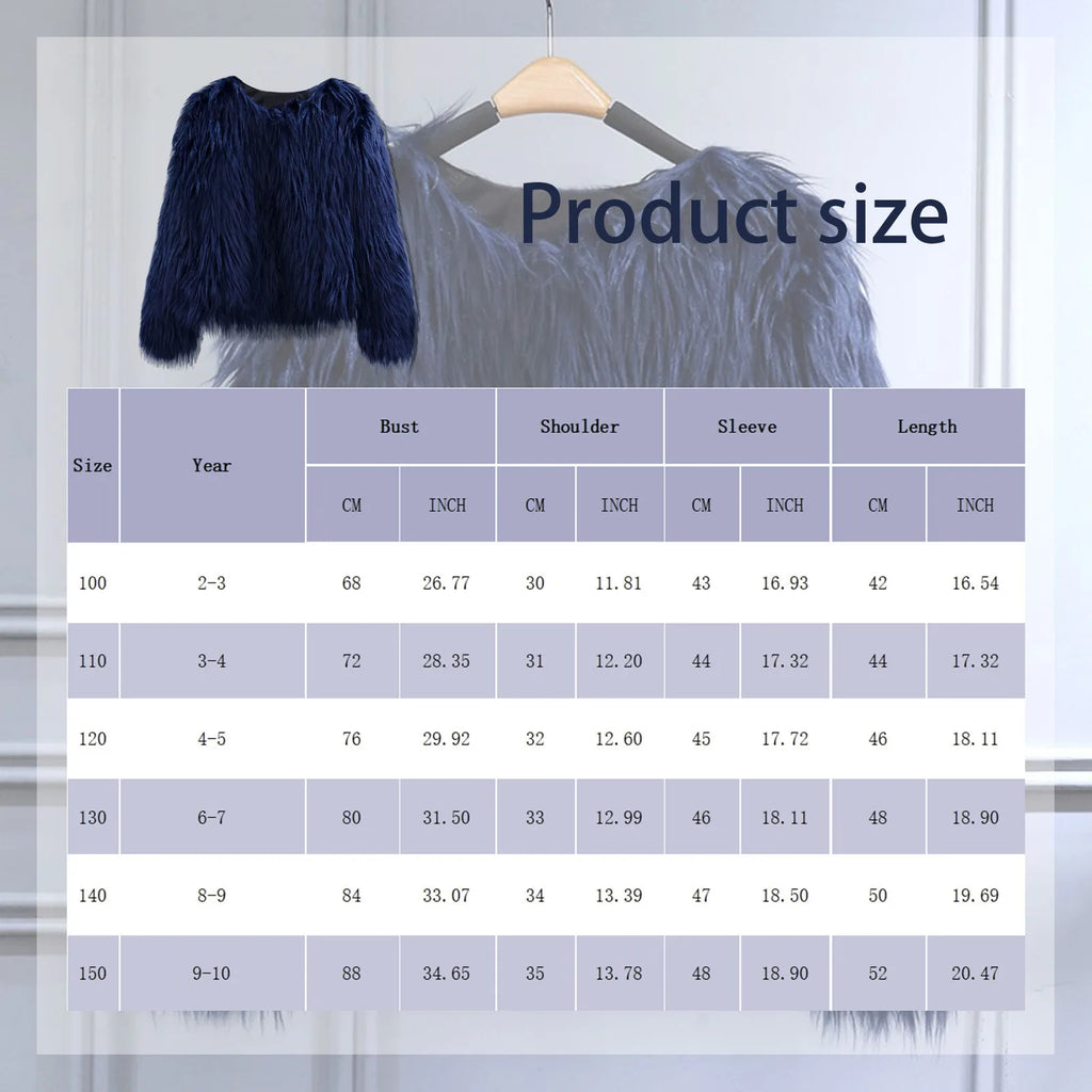 Girls Faux-Fur Winter Coat | Korean Style Thick Jacket Ages 2–10