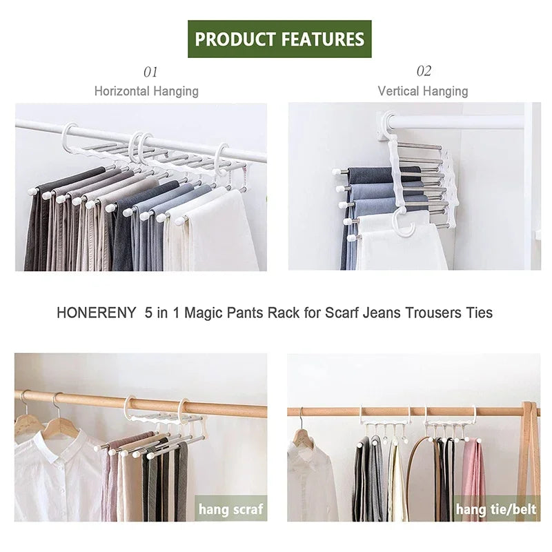 Stainless Steel Folding Pants Hanger | Multi-Layer Closet Organizer