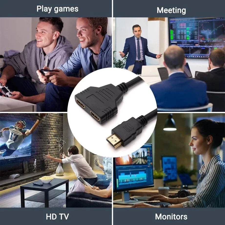 1-In-2-Out HDMI Splitter Cable 1080P | PC, PS4, Xbox, TV