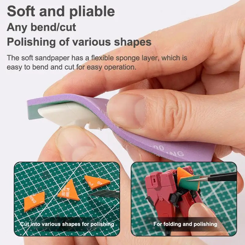 Wet/Dry Sponge Sandpaper Set 9/12 Pcs – #400 to #2000 Grit