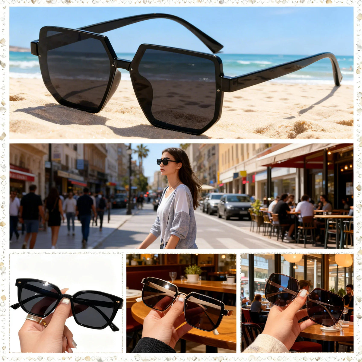 Oversized Square Rimless Sunglasses UV400 – Unisex Vintage