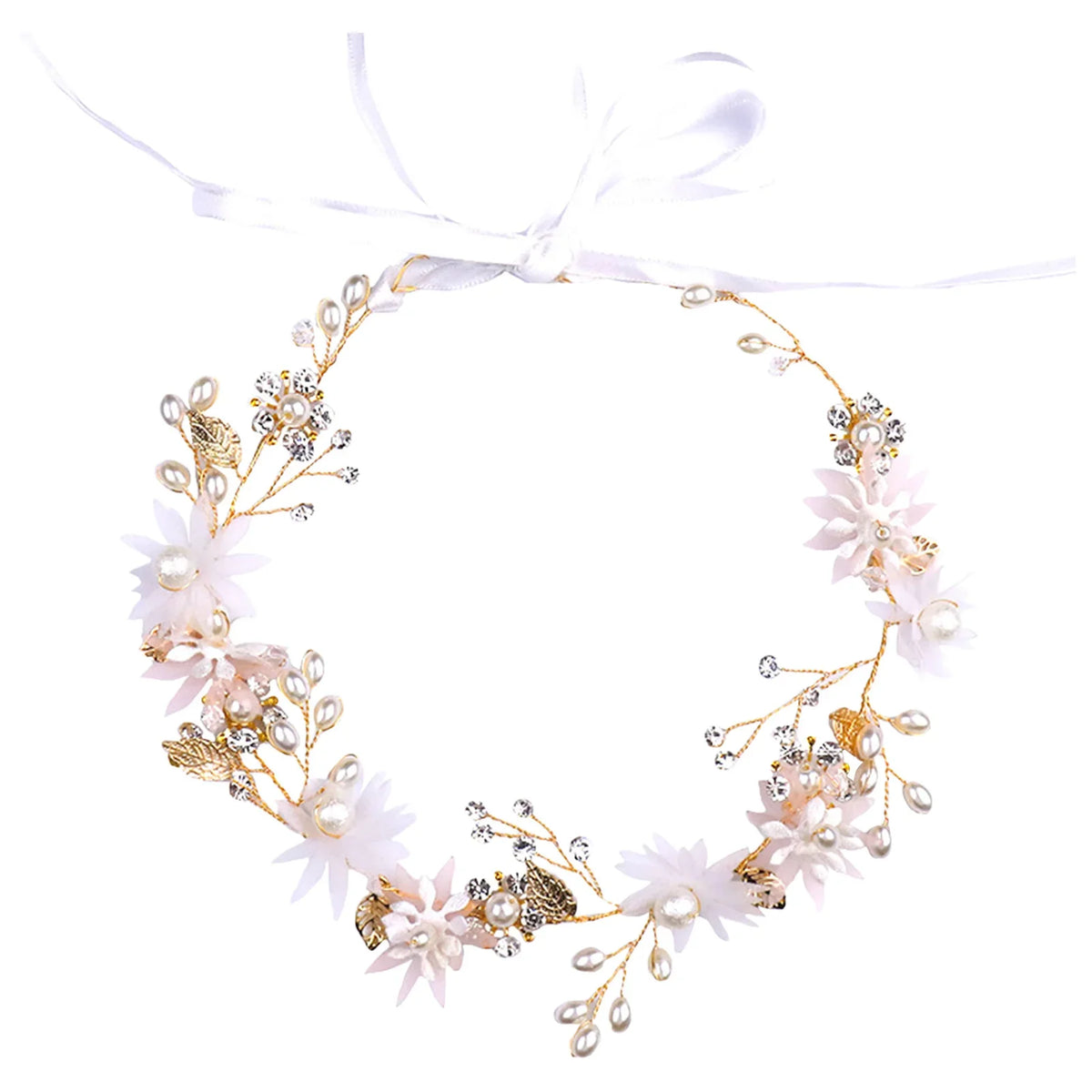 Bridal Pink Flower Headband & Hairpin Set | Wedding Hair Accessories