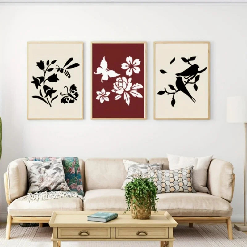 Bview Art 9-Piece Floral Butterfly Painting Stencils Reusable DIY