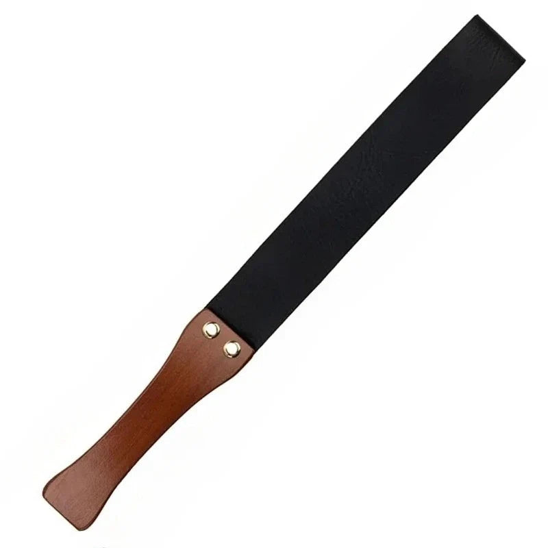 19" Equestrian Leather Paddle Riding Crop – Wood Handle