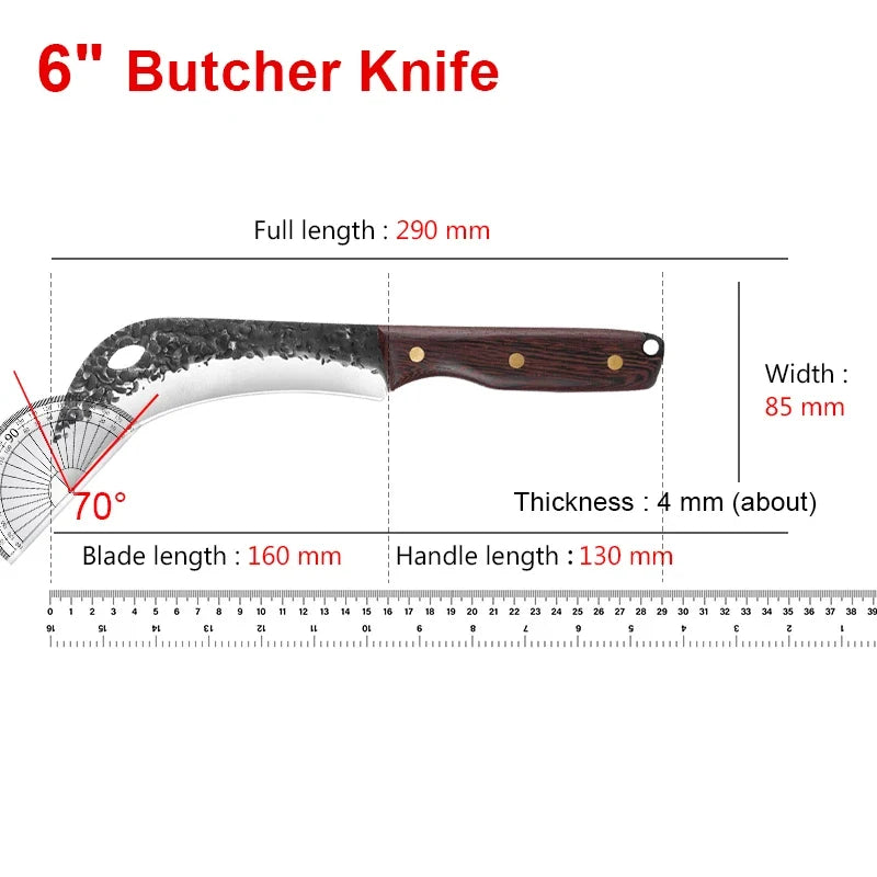 Hand Forged Stainless Steel Kitchen Knife – Wood Handle