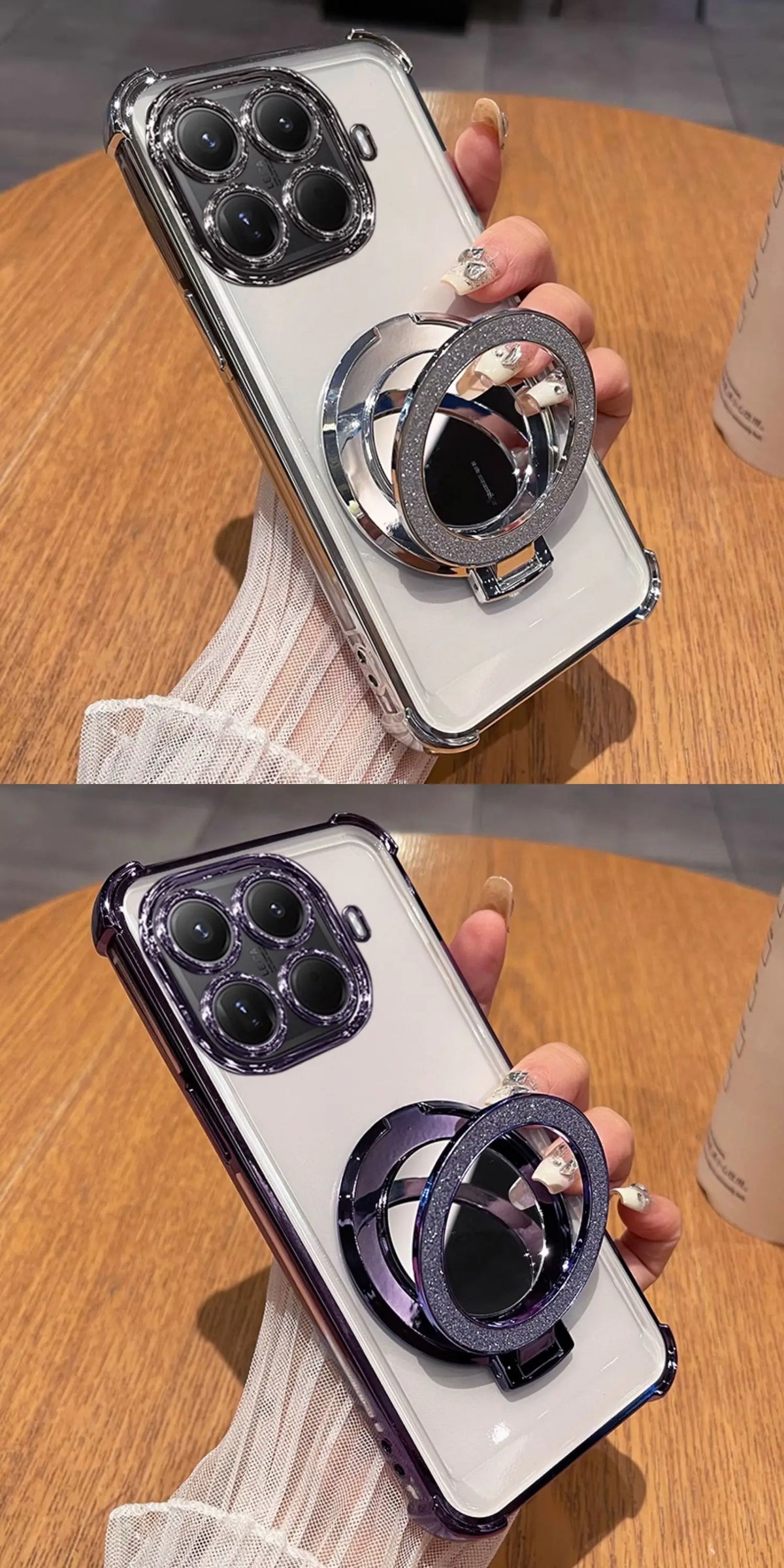 Xiaomi 15T 17T Pro Glitter Mirror Magnetic Stand Phone Case