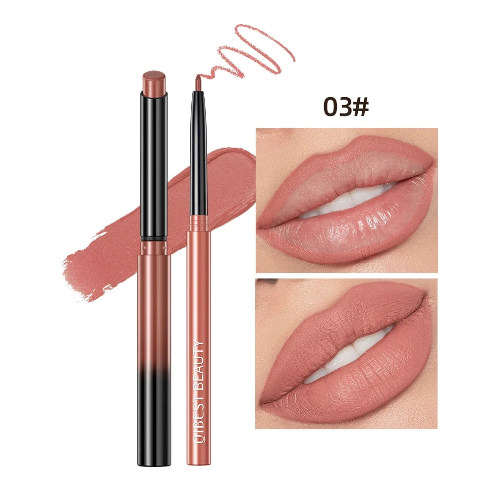 QiBest 12-Color Matte Lipstick & Lip Liner Combo – Waterproof