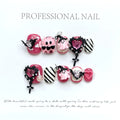 Handmade Pink Ghost Press-On Nails Y2K Crystal Design 10pcs