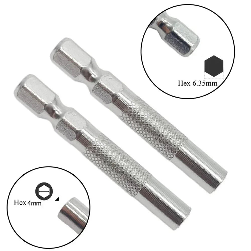 2-Pack 6.35mm to 4mm Magnetic Hex Bit Adapter – Screwdriver