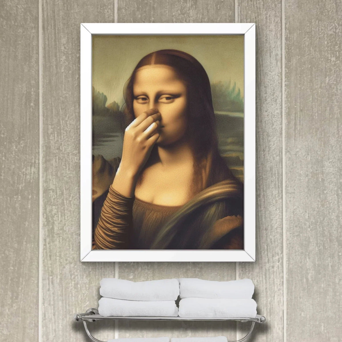 Funny Mona Lisa Bathroom Wall Art – Toilet Humor Canvas Poster