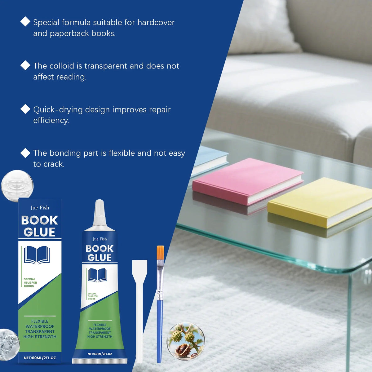 60ml Book Repair Glue | Quick Dry, Waterproof, Strong Adhesion