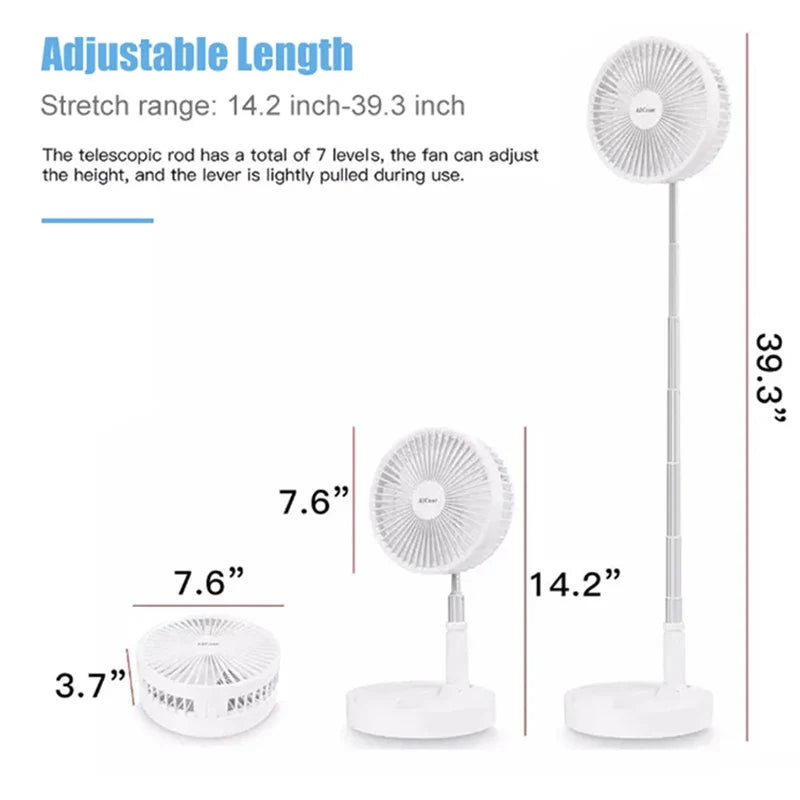 Mini Foldable Bladeless Rechargeable Fan – Adjustable Height