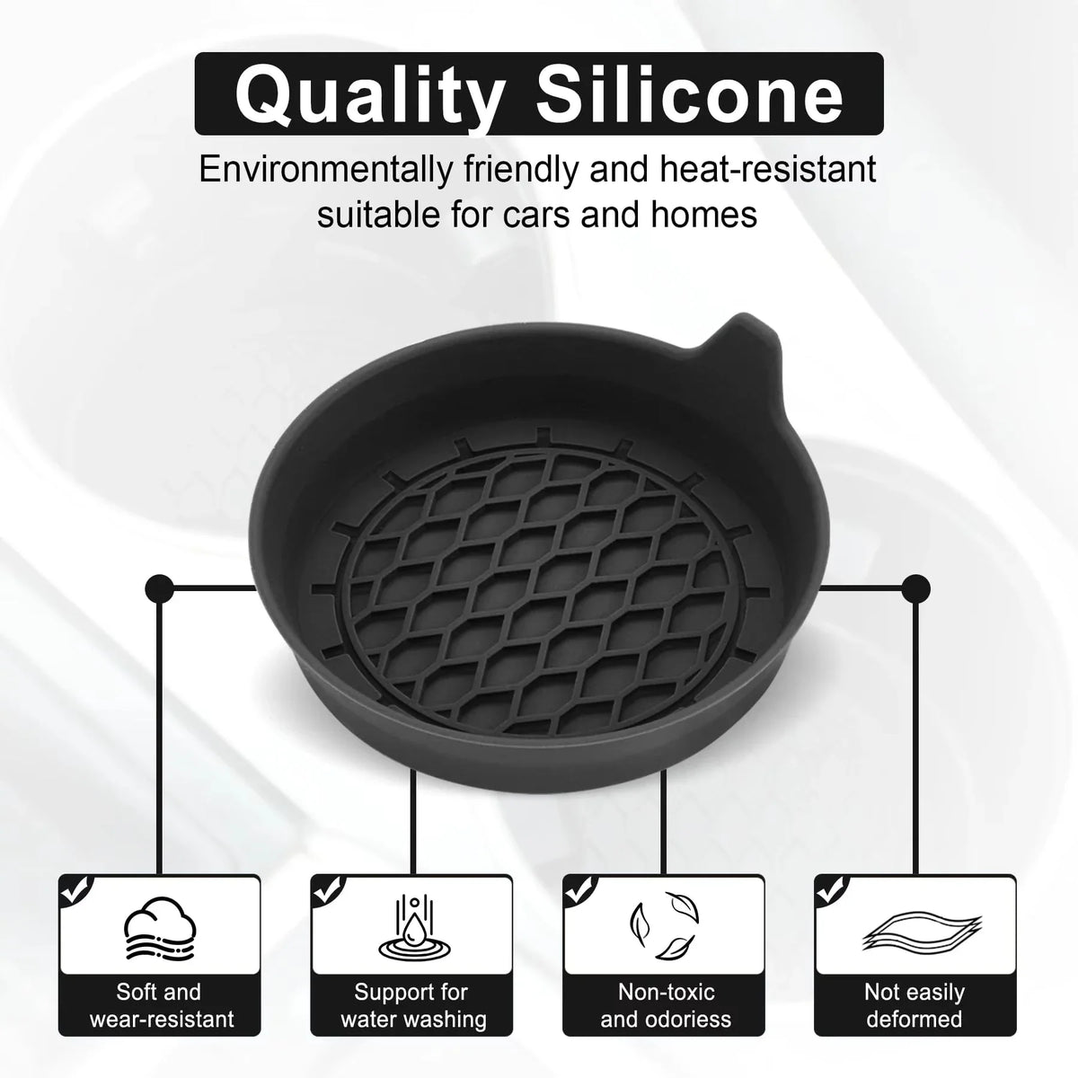 Silicone Car Cup Holder Insert Coasters – Non-Slip Set of 2/4