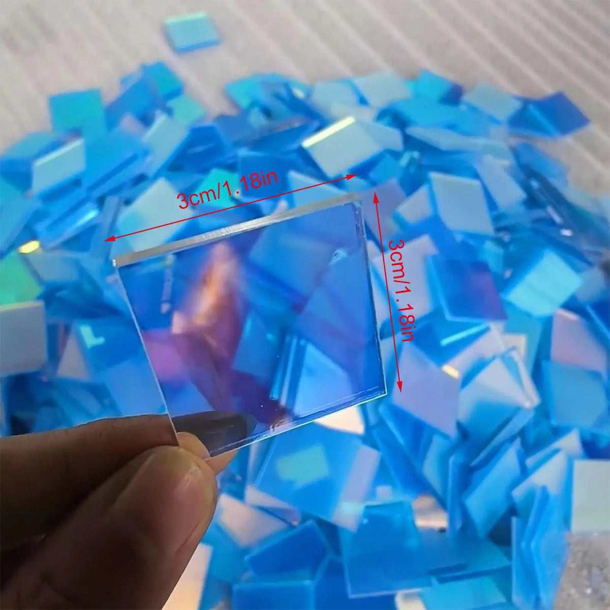 Rainbow Holographic Acrylic Squares – 100-Piece Iridescent Tiles