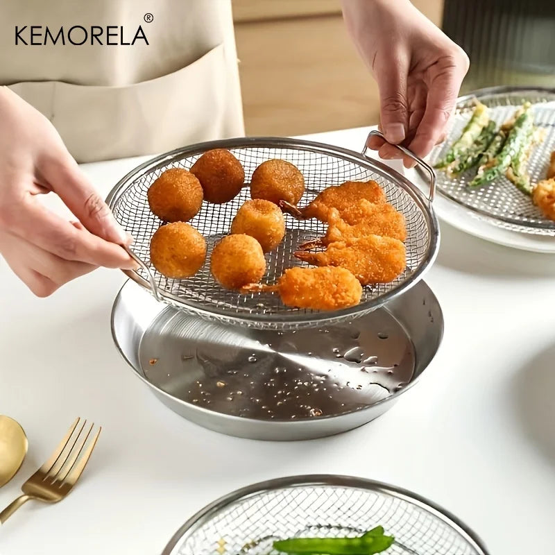 KEMORELA Stainless Steel Oil Filter Strainer Basket & Handle