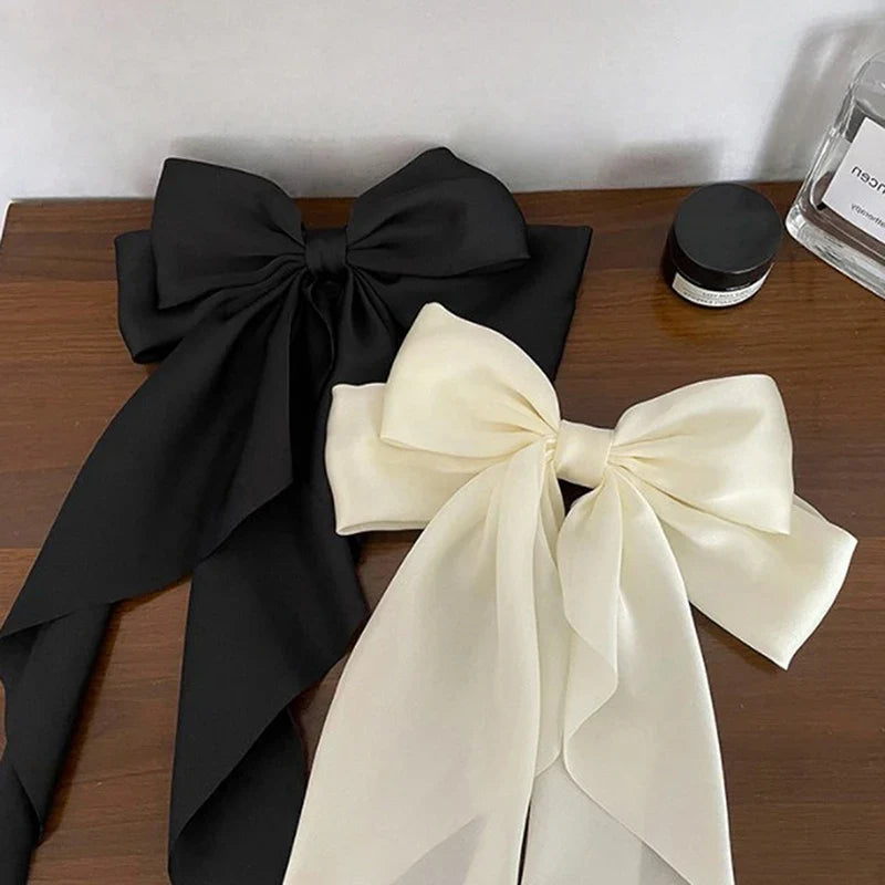 Satin Bow Hair Clip – Elegant Ribbon Barrette for Women