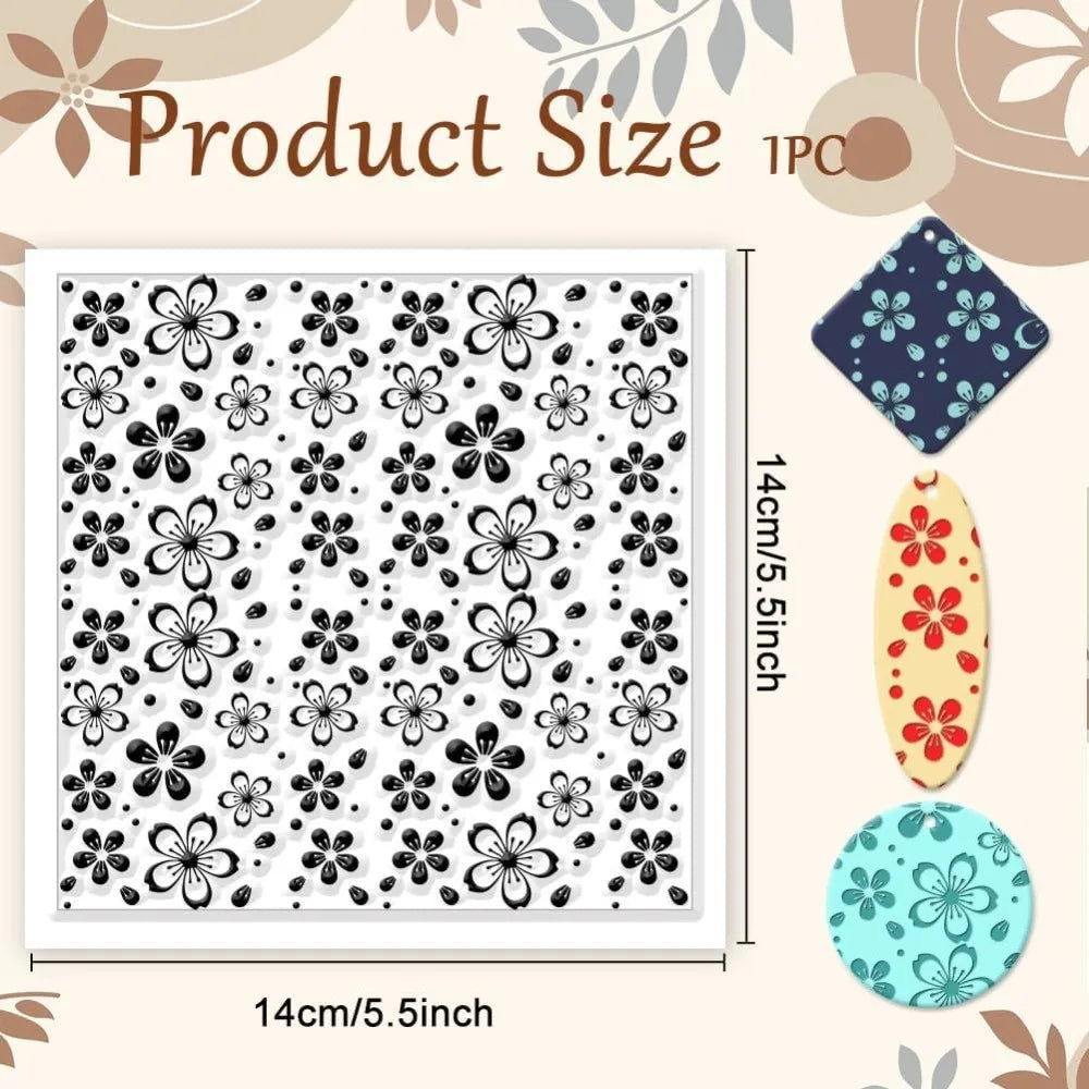 Cherry Blossom Polymer Clay Texture Sheet & Stamp – 14x14cm