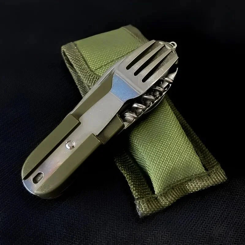 7-in-1 Foldable Camping Cutlery Set – Stainless Steel