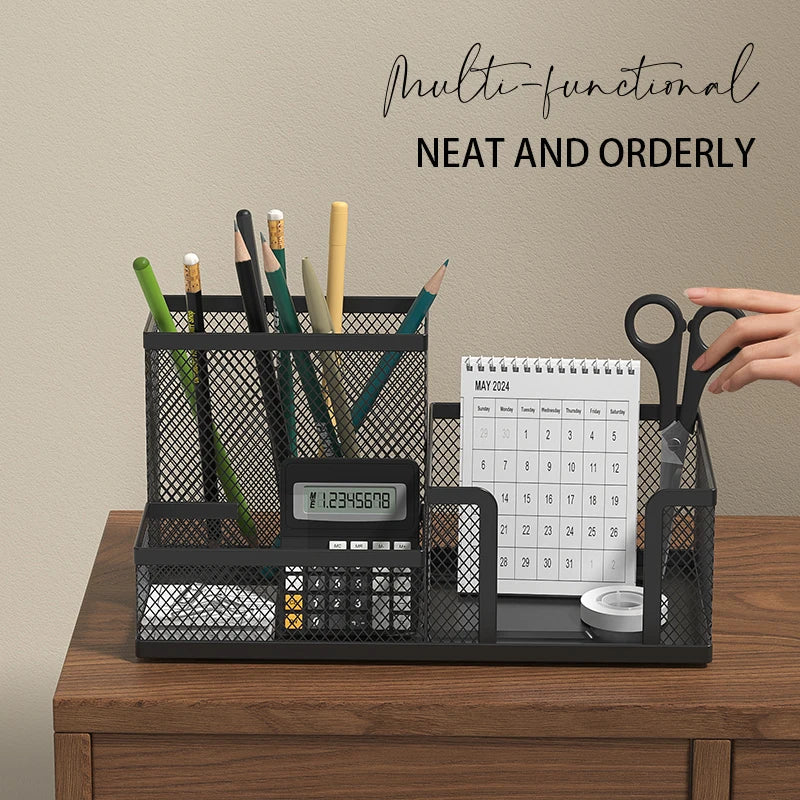 Black 3-Tier Mesh Desk Organizer Office Supplies Storage Pencil