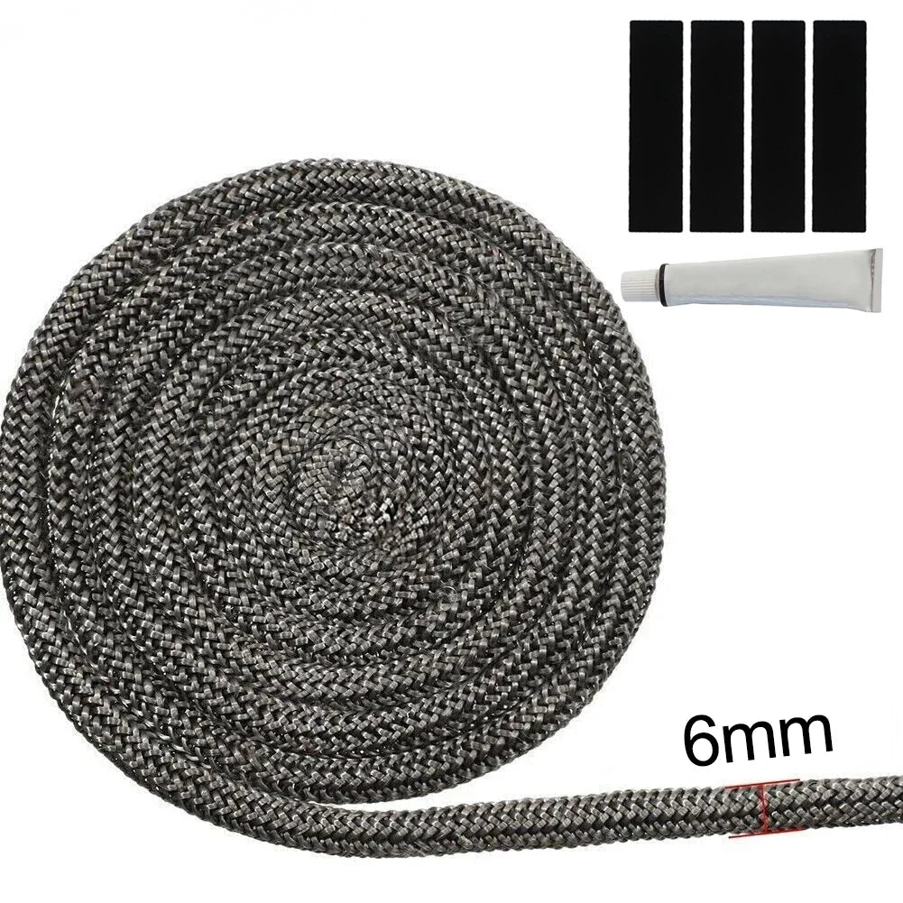 Fireplace Sealing Rope Wood Stove Door Gasket Seal Replacement Black
