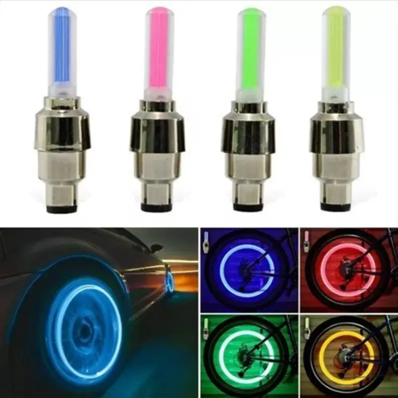LED Bicycle Valve Light – Neon Spoke Night Safety Tire Light