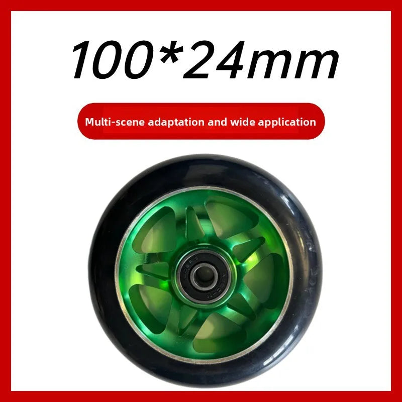 100mm Scooter Wheels with Bearings – Aluminum PU 2-Pack