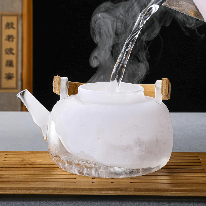 HMLOVE Boron Silicon Glass Teapot Chinese Tea Ceremony Transparent