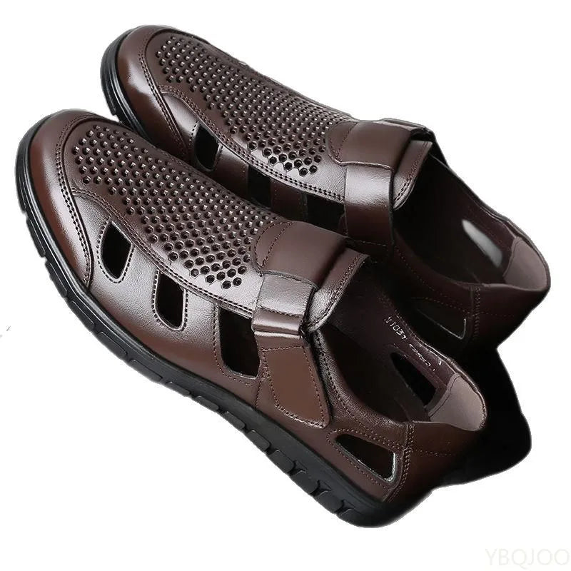 Men's Leather Slip-On Sandals – Business Casual Summer Shoes