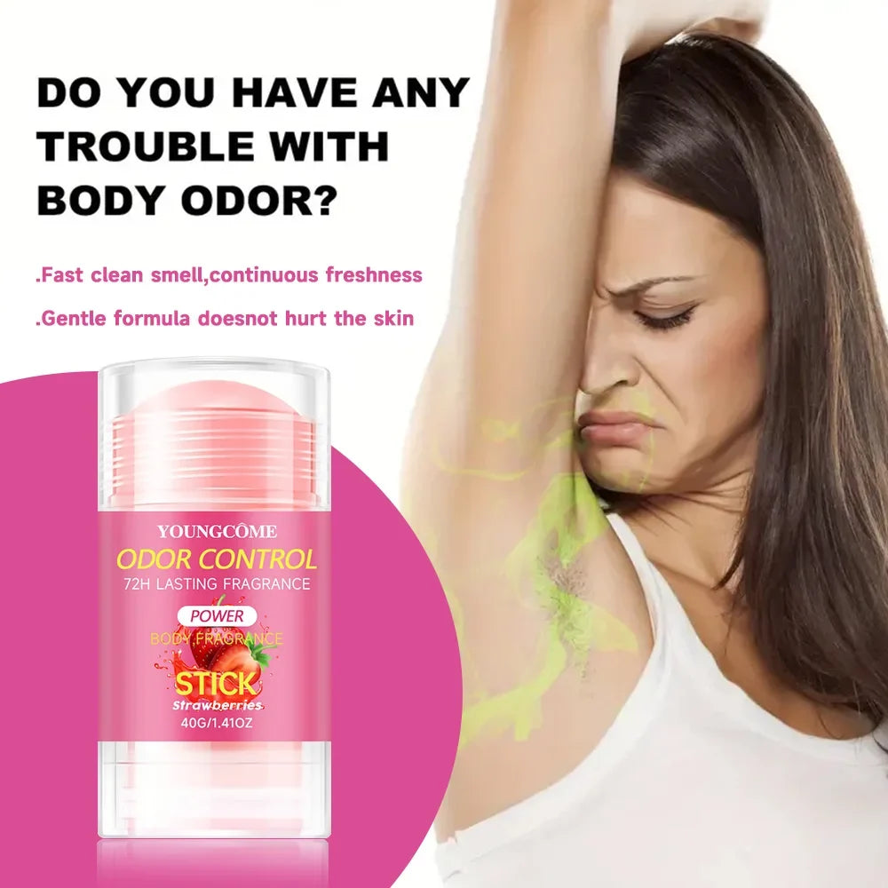 YOUNGCOME Strawberry Deodorant – 72H Aluminum-Free for Women
