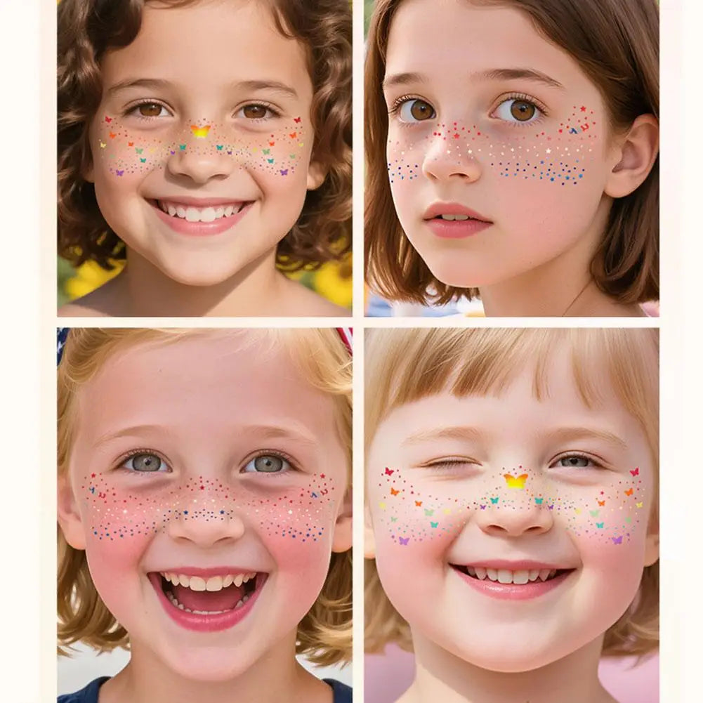 4th of July Glitter Face Tattoos – 2Pcs Patriotic Freckle Stickers