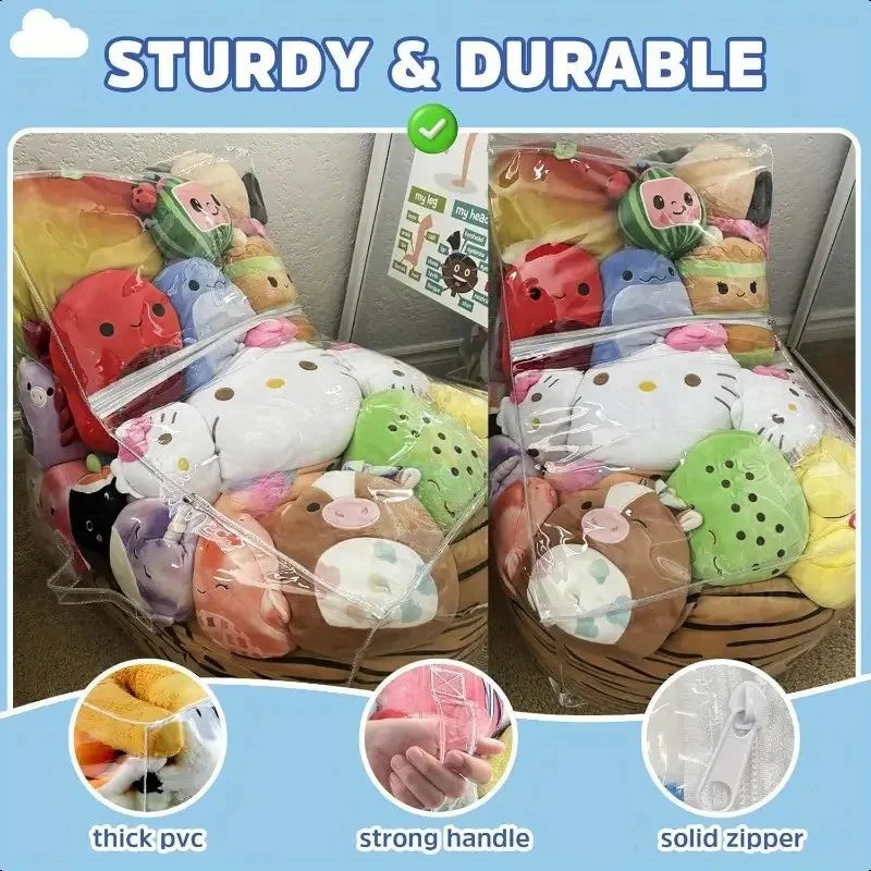 Kids Storage Stool Chair 2in1 Thickened PVC Toy Organizer Bag