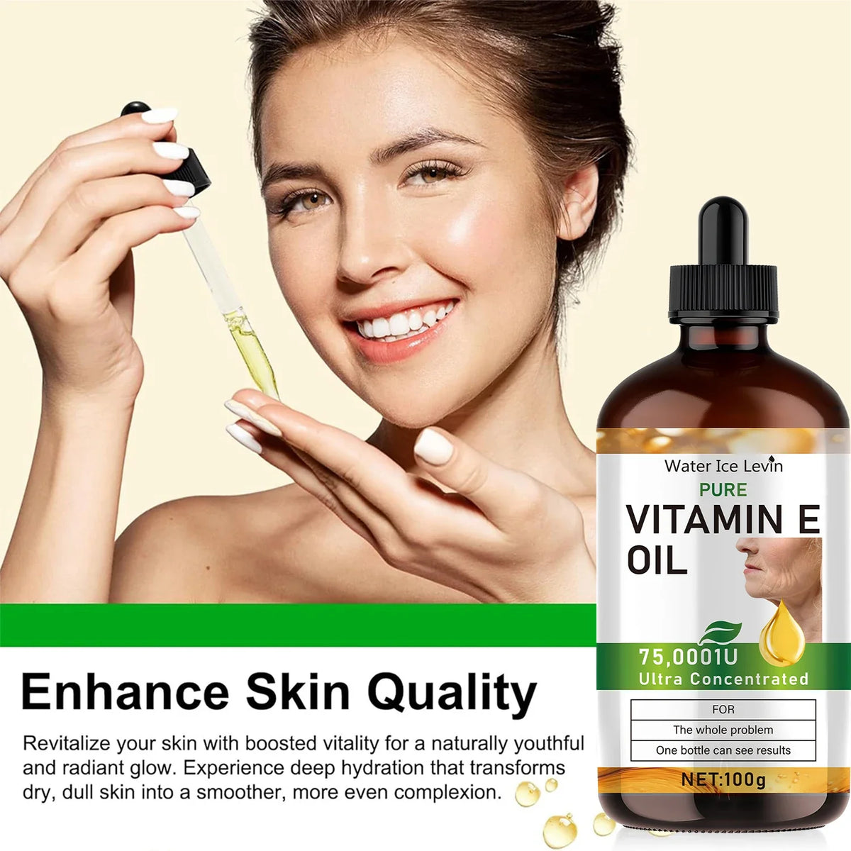 100ml Vitamin E Oil – Face, Body, Hair, Nail & Massage Care