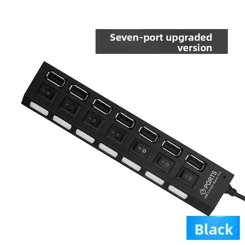 7-Port USB 2.0 Hub with Individual Switches & Power Adapter