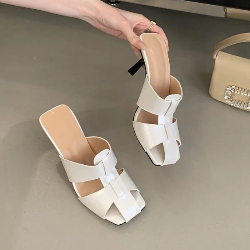 Women's Thin Heel Slide Sandals – Elegant High Heel Summer Shoes