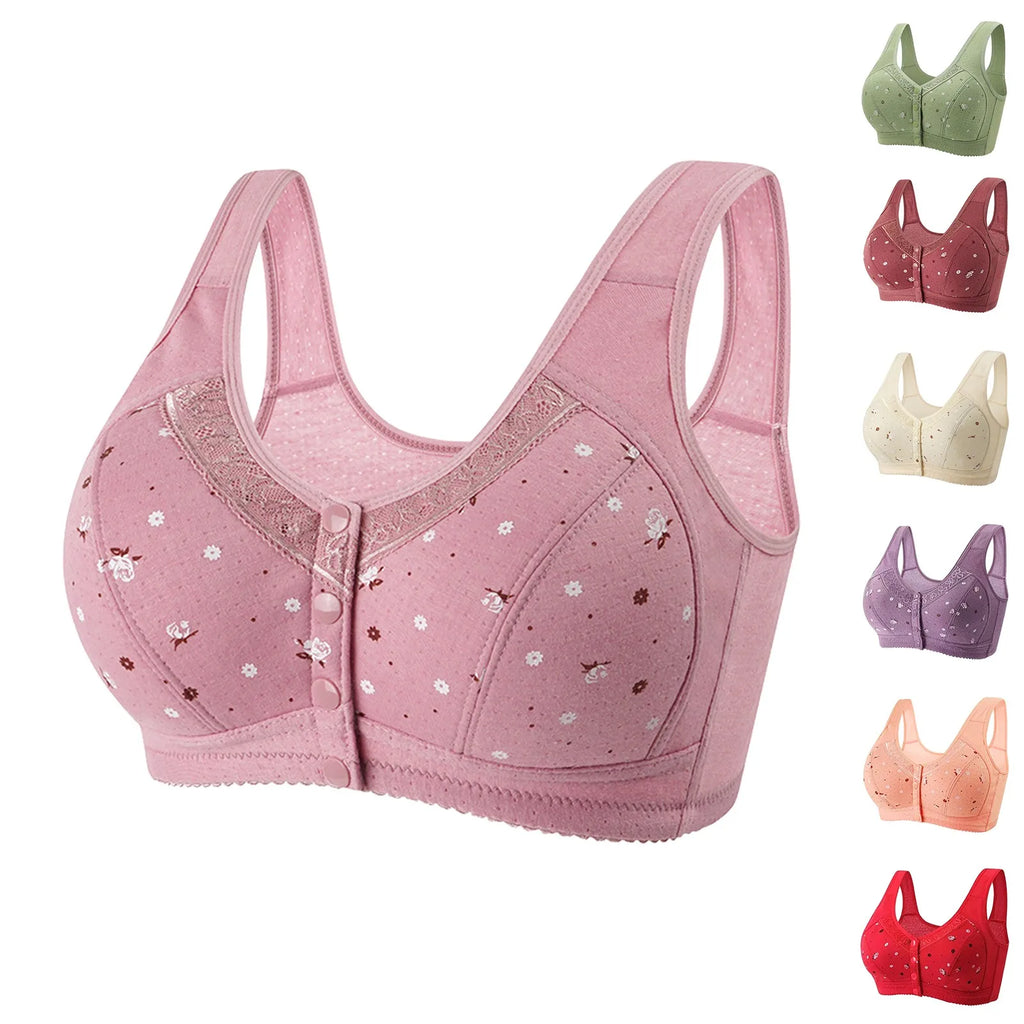 Plus Size Wire-Free Nursing Bra | Floral Front Closure