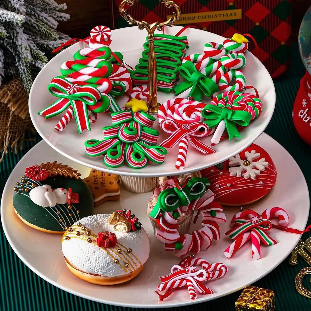 Christmas Wood Candy Cane Lollipop Ornaments – 16 or 32 Pcs