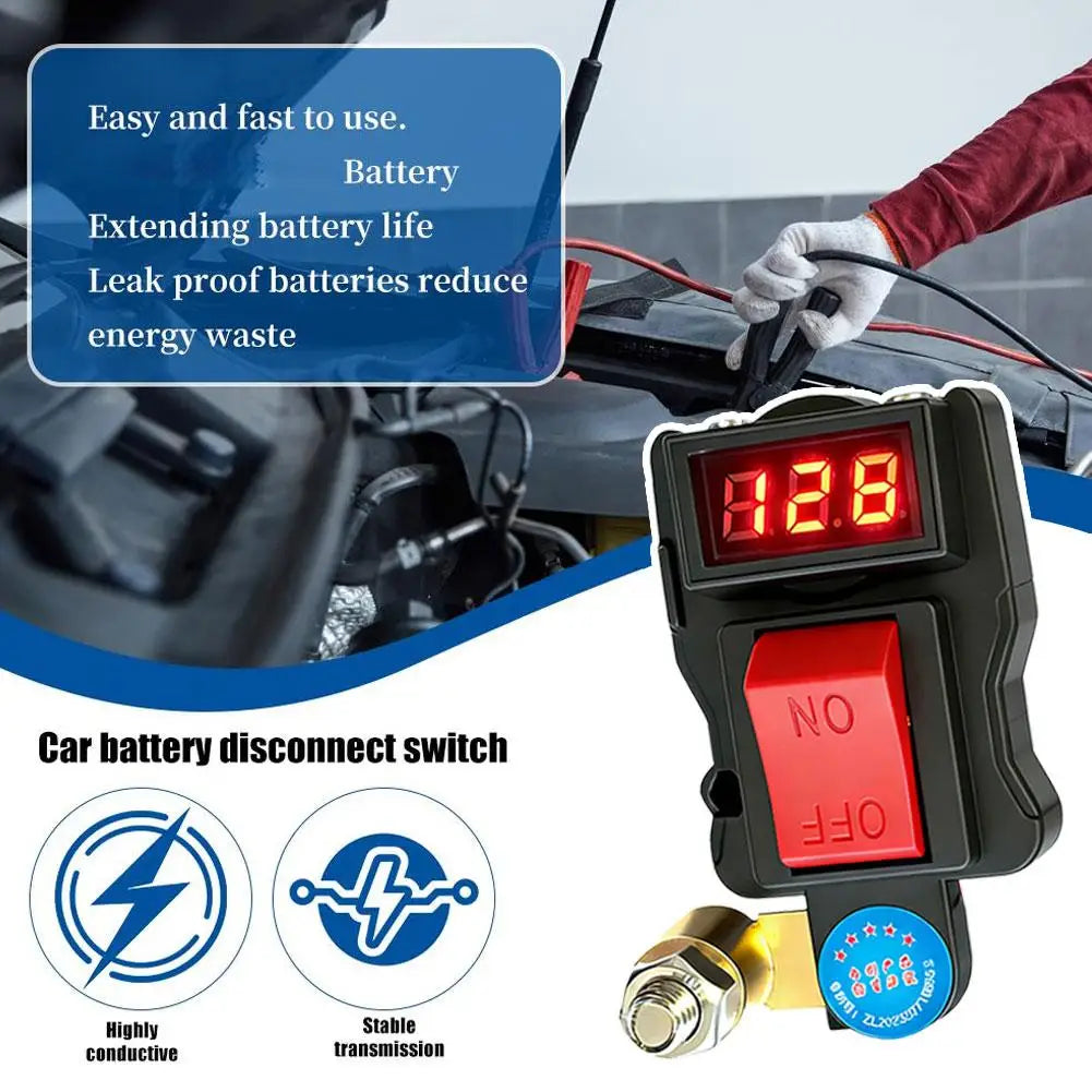 12V 24V Battery Disconnect Switch with Digital Voltmeter | T-Type