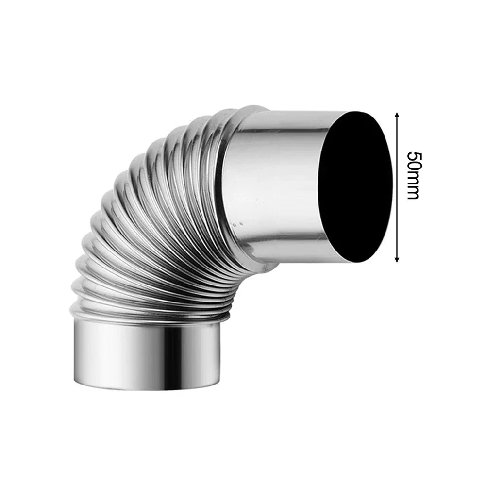 50- Stainless Steel Flue Pipe 90 Degree Elbow Stoves Fireplaces