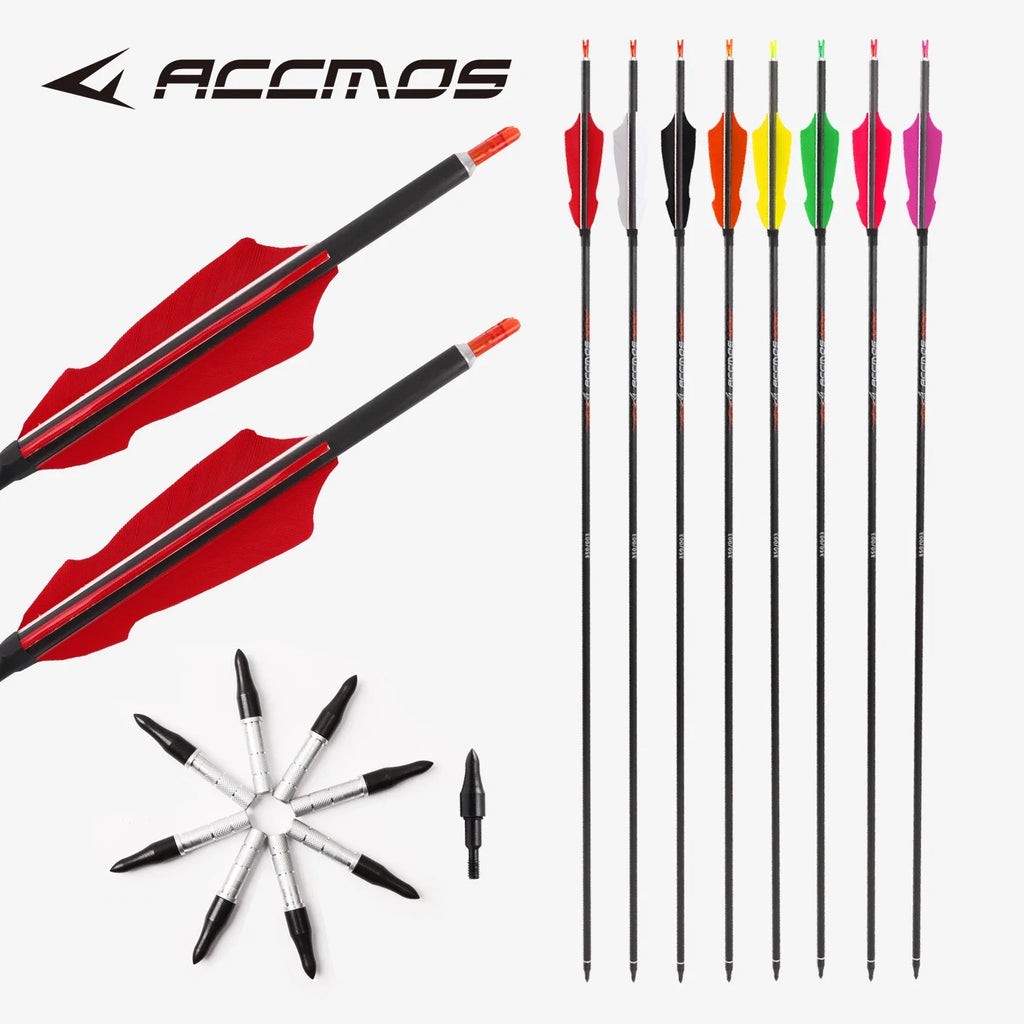 ID6 2 Pure Carbon Arrow 8 Styles 4-inch Turkey Feather Spine 250-800
