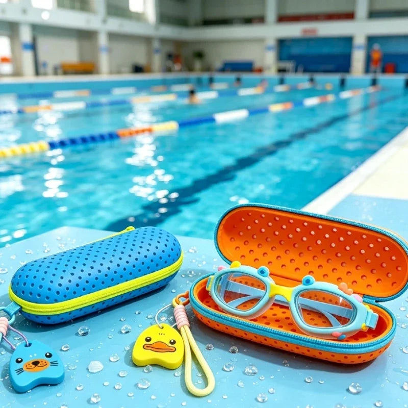 Multcolor Anti-fog Protective Swim Goggles Case EVA Hollow Eyeglasses
