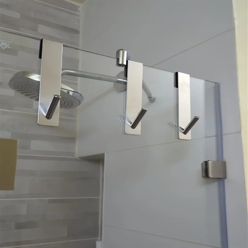 Stainless Steel Shower Door Towel Rack & Robe Hook – Brushed