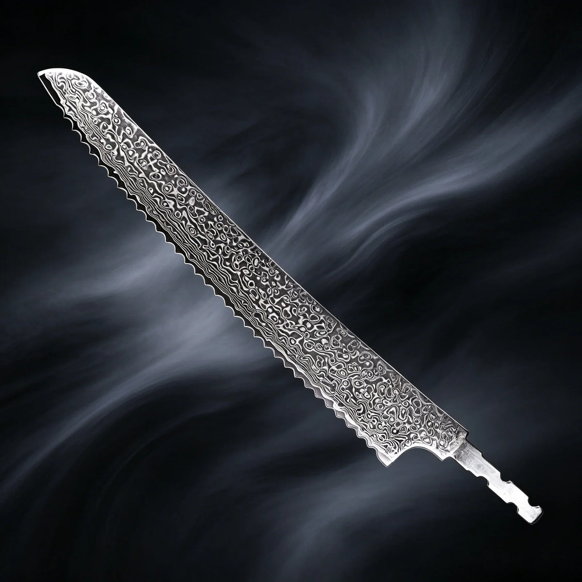 Damascus Steel Bread Knife Blank Blade – DIY Hand Forged