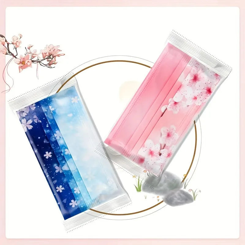 Romantic Floral Starry Sky Print Face Masks Women 3-Layer Woven