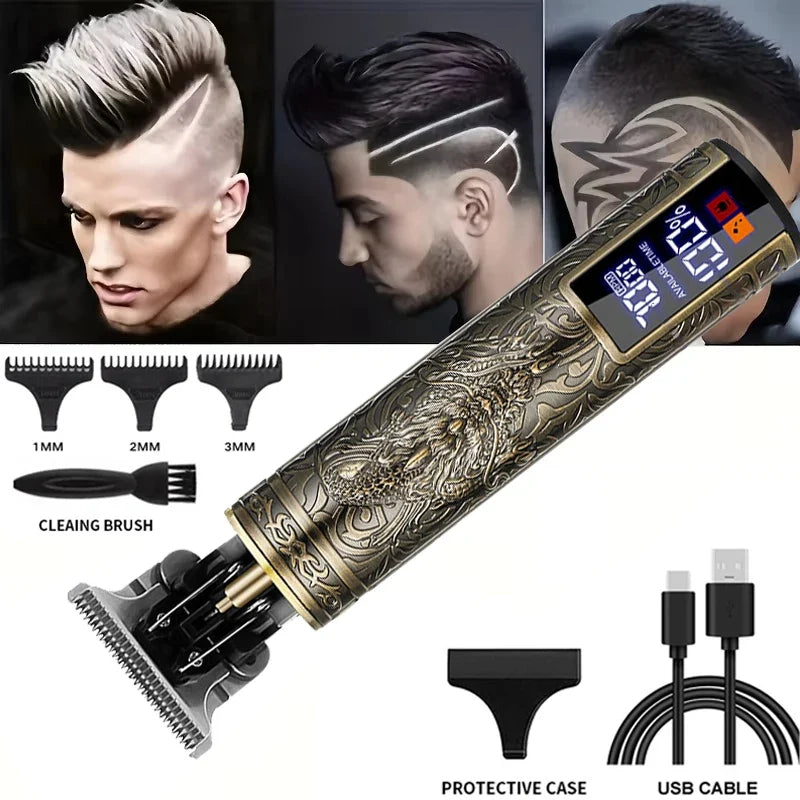 Carving Vintage Hair Clipper T9 Professional Cutting Machine USB