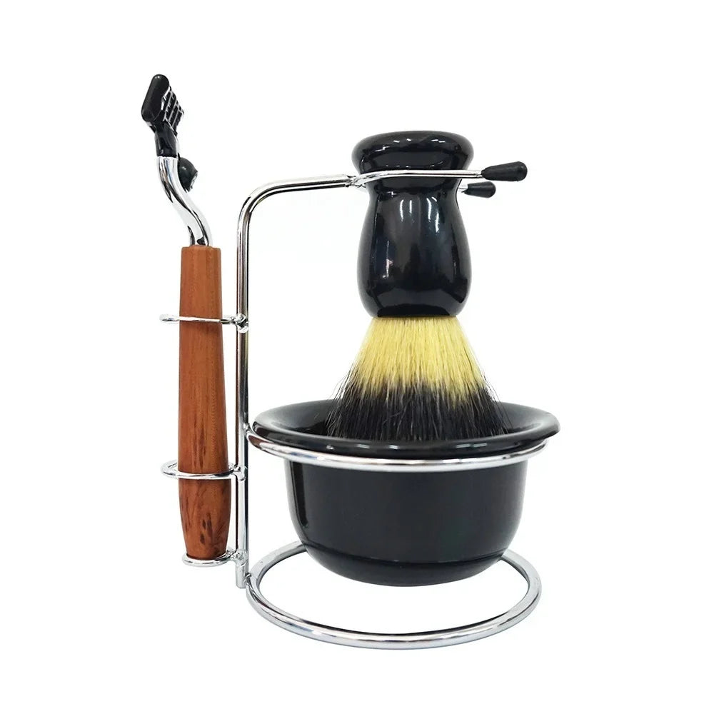 Men's Badger Shaving Set – Brush, Wood Handle, Stand & Bowl