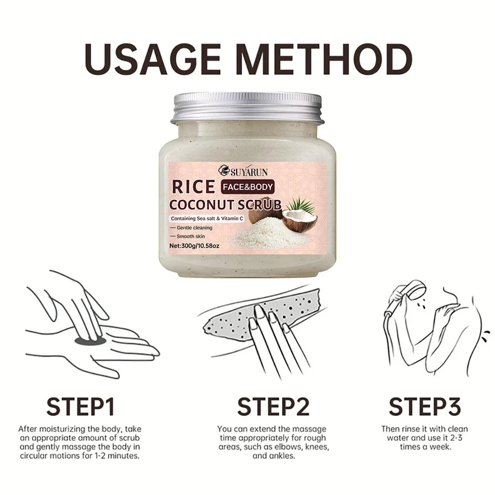 SUYARUN Rice & Coconut Exfoliating Scrub – Brightening Face & Body