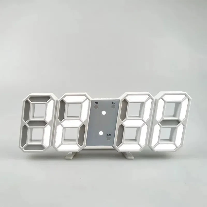 LED Digital Wall Clock with Alarm, Temperature & Date Display