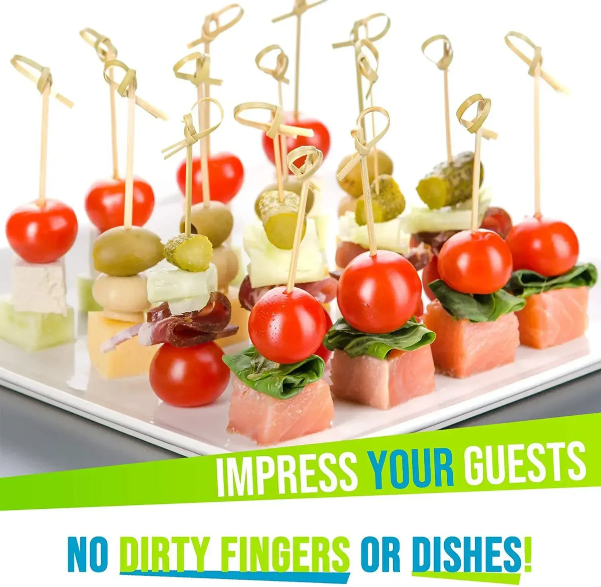 100-Pack Bamboo Knotted Skewers – Cocktail, Fruit & Buffet Picks